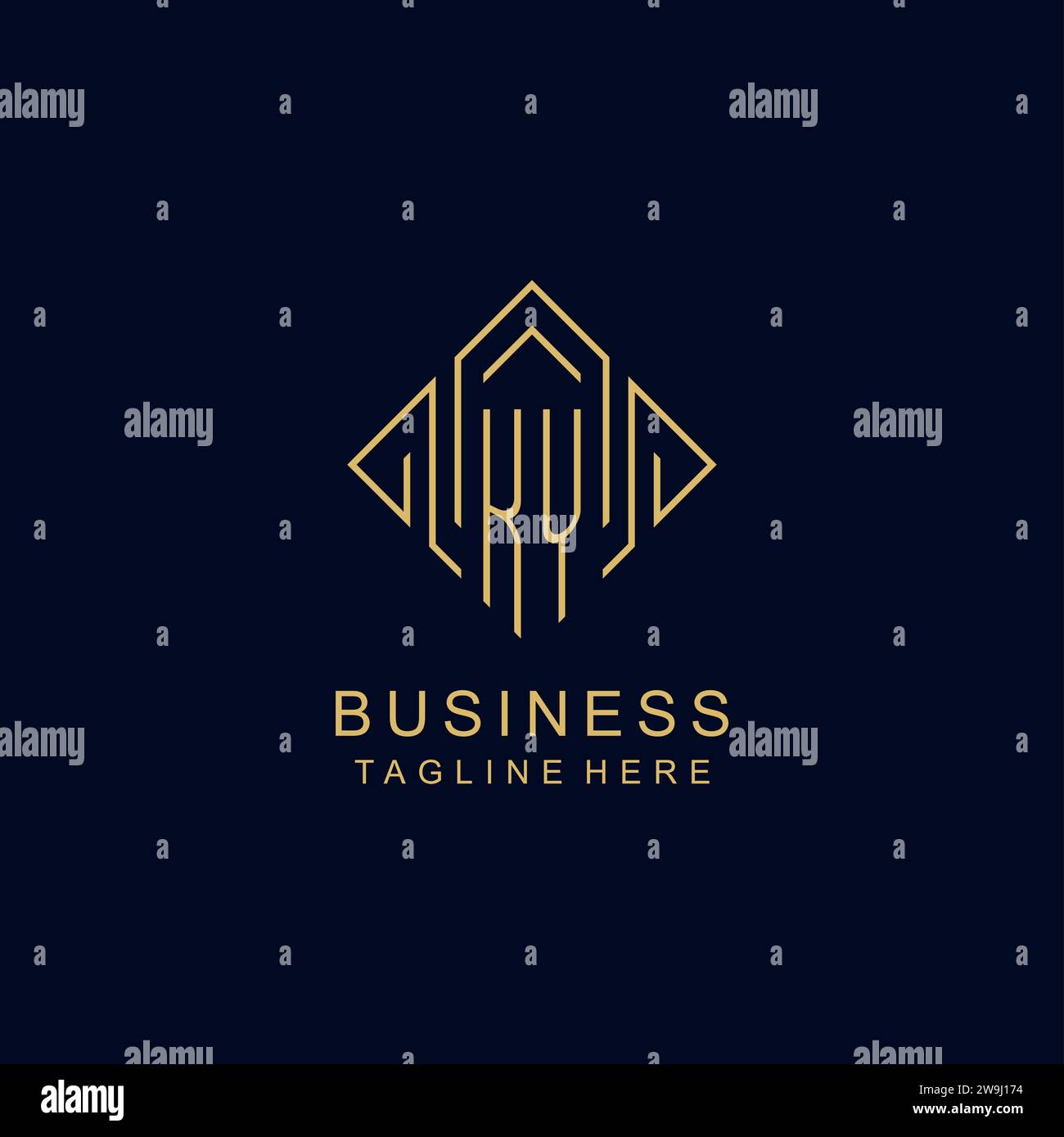 Initial logo KY monogram with rhombus line style design vector graphic ...