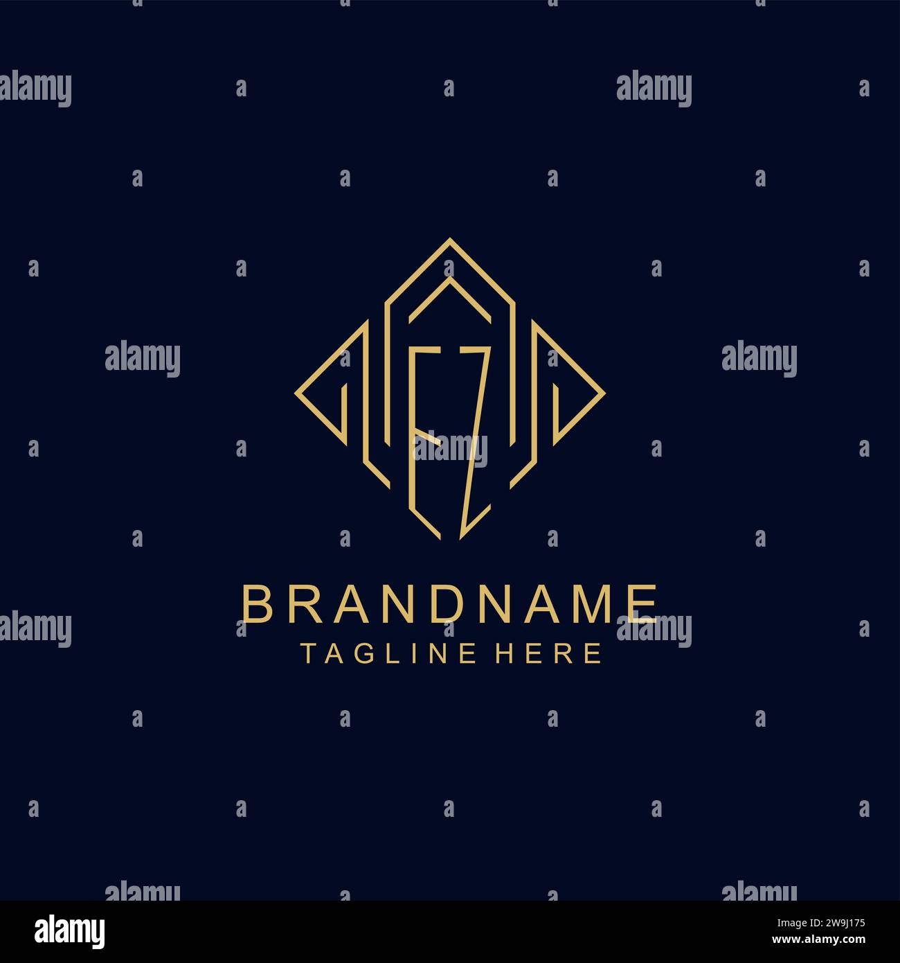 Initial logo EZ monogram with rhombus line style design vector graphic ...