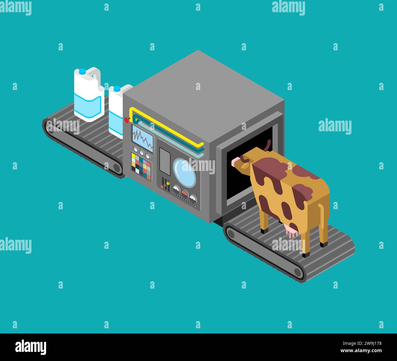 Cartoon farmer production cow milk hi-res stock photography and images