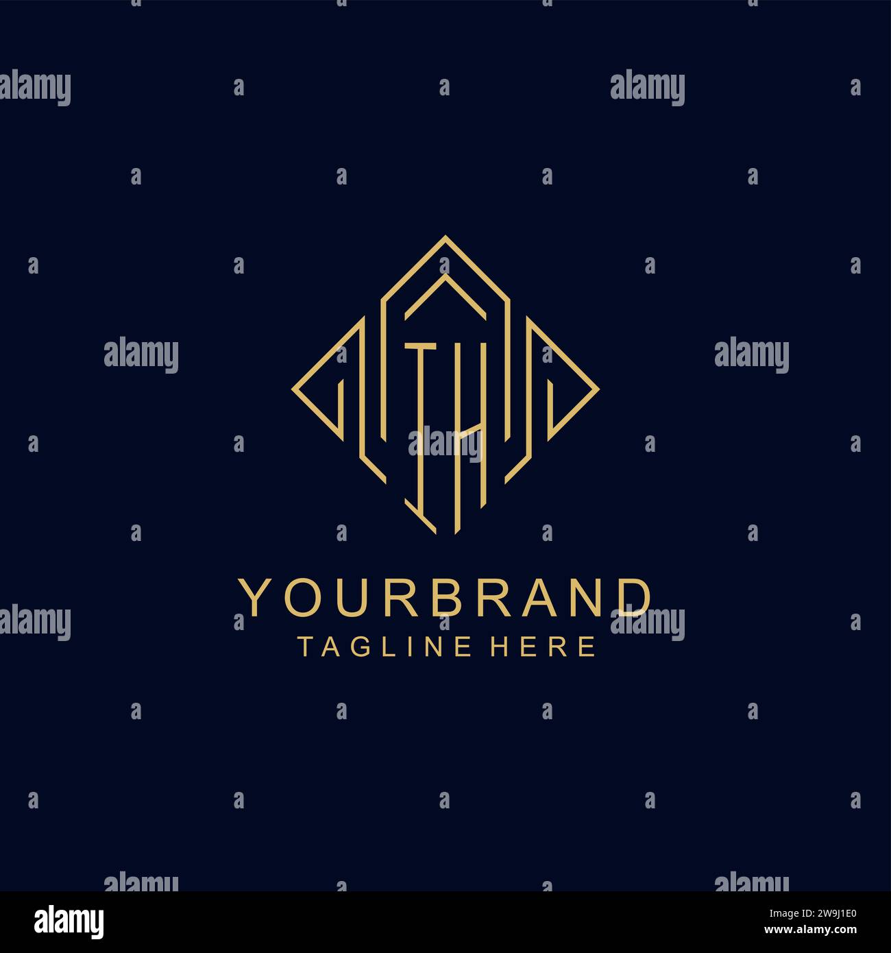 Initial logo IH monogram with rhombus line style design vector graphic ...