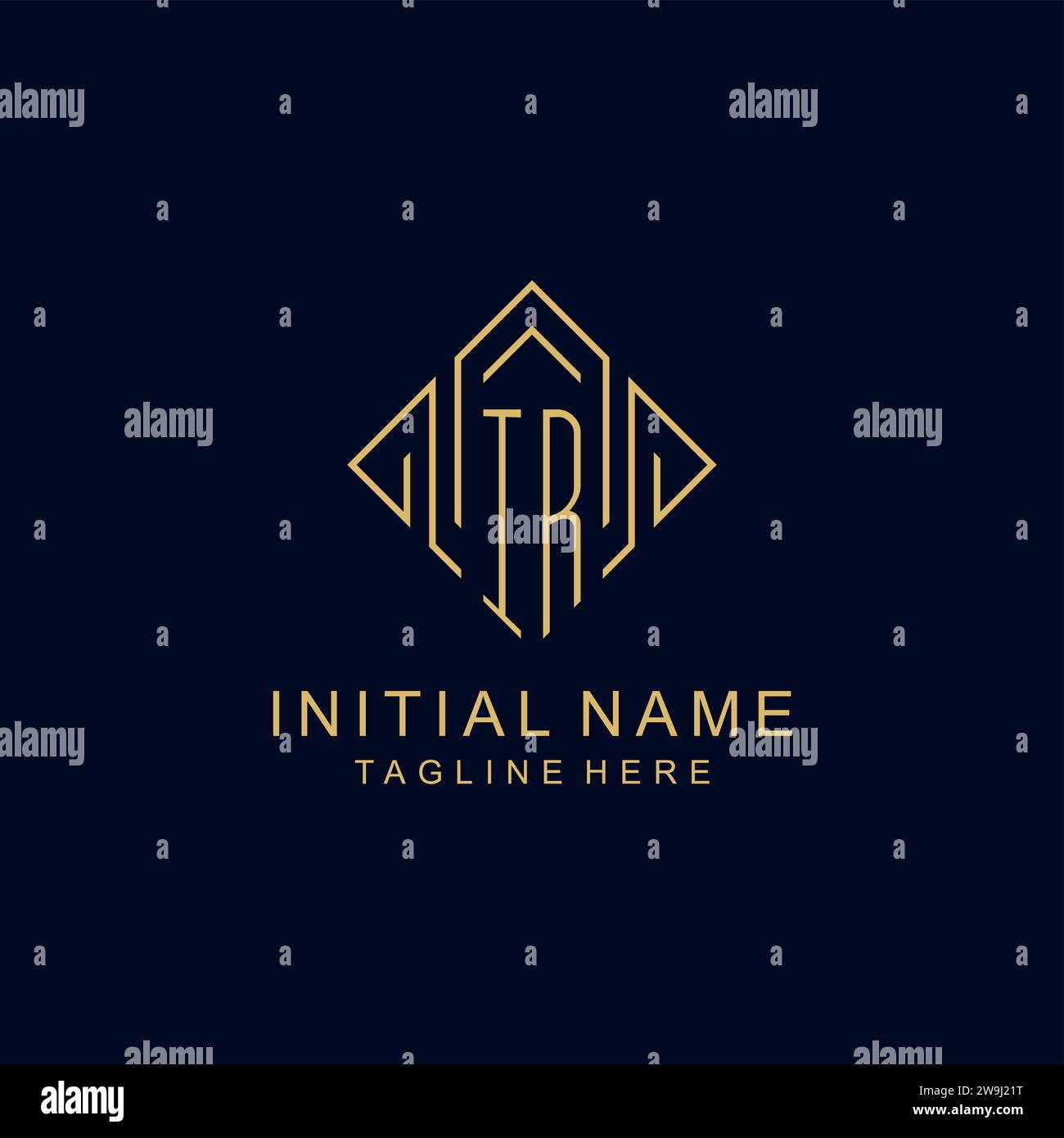 Initial logo IR monogram with rhombus line style design vector graphic Stock Vector