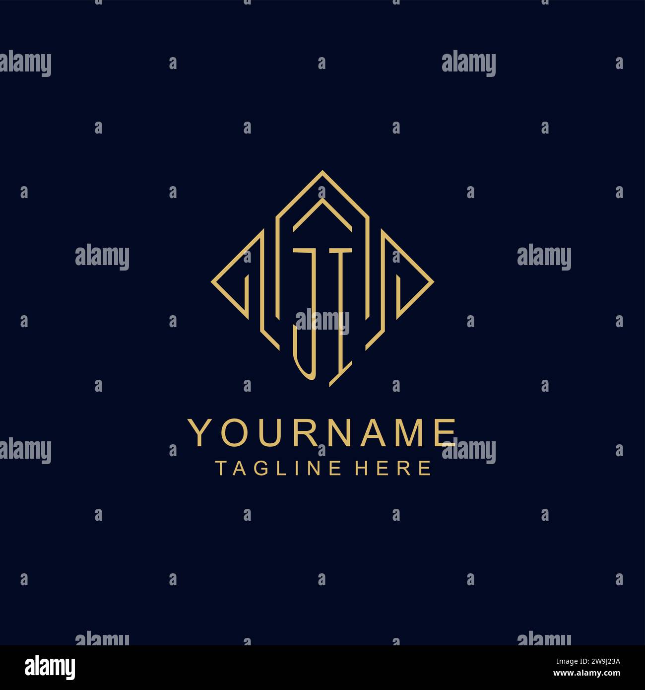 Initial logo JI monogram with rhombus line style design vector graphic ...