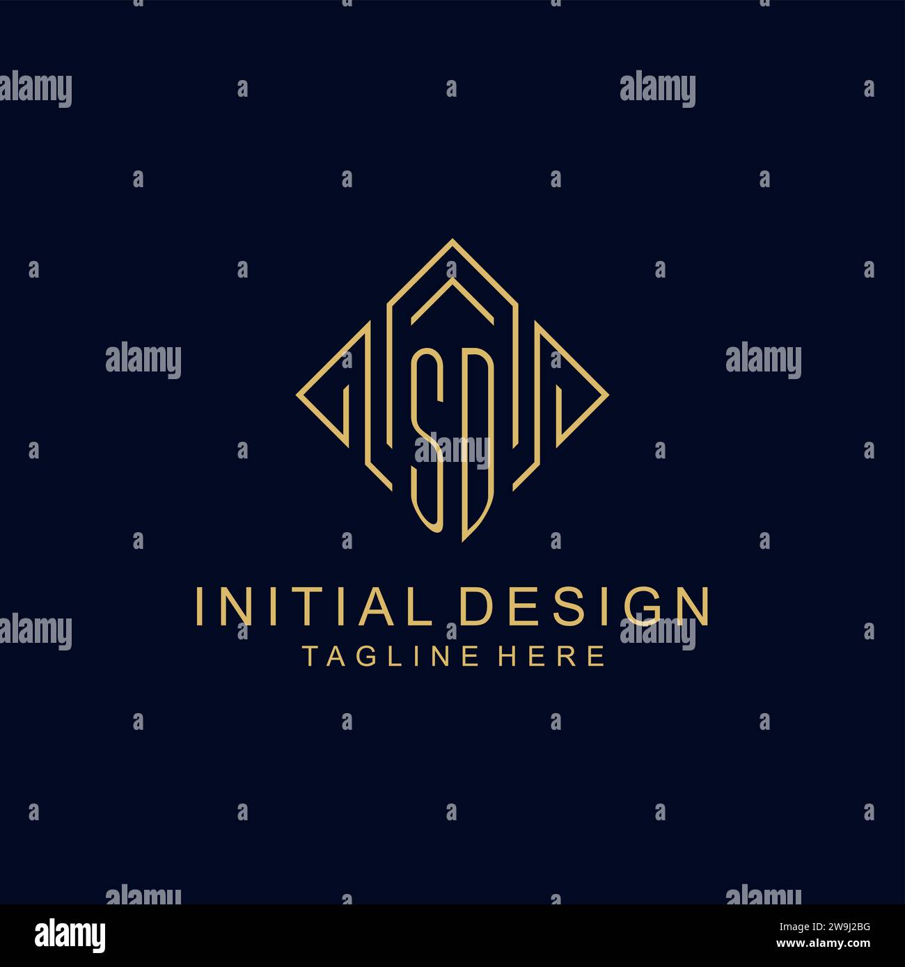 Initial logo SD monogram with rhombus line style design vector graphic ...