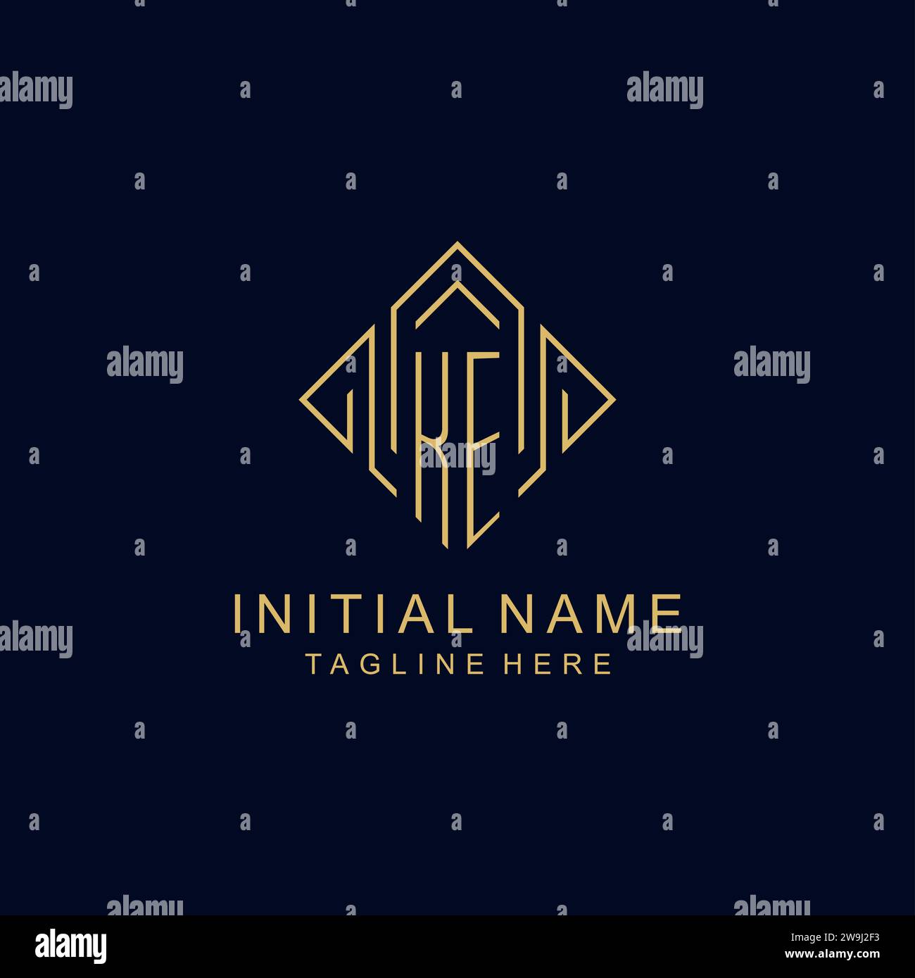 Initial logo KE monogram with rhombus line style design vector graphic ...