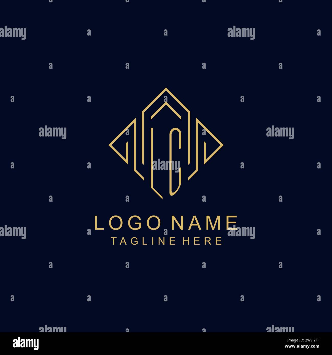 Initial logo LC monogram with rhombus line style design vector graphic Stock Vector