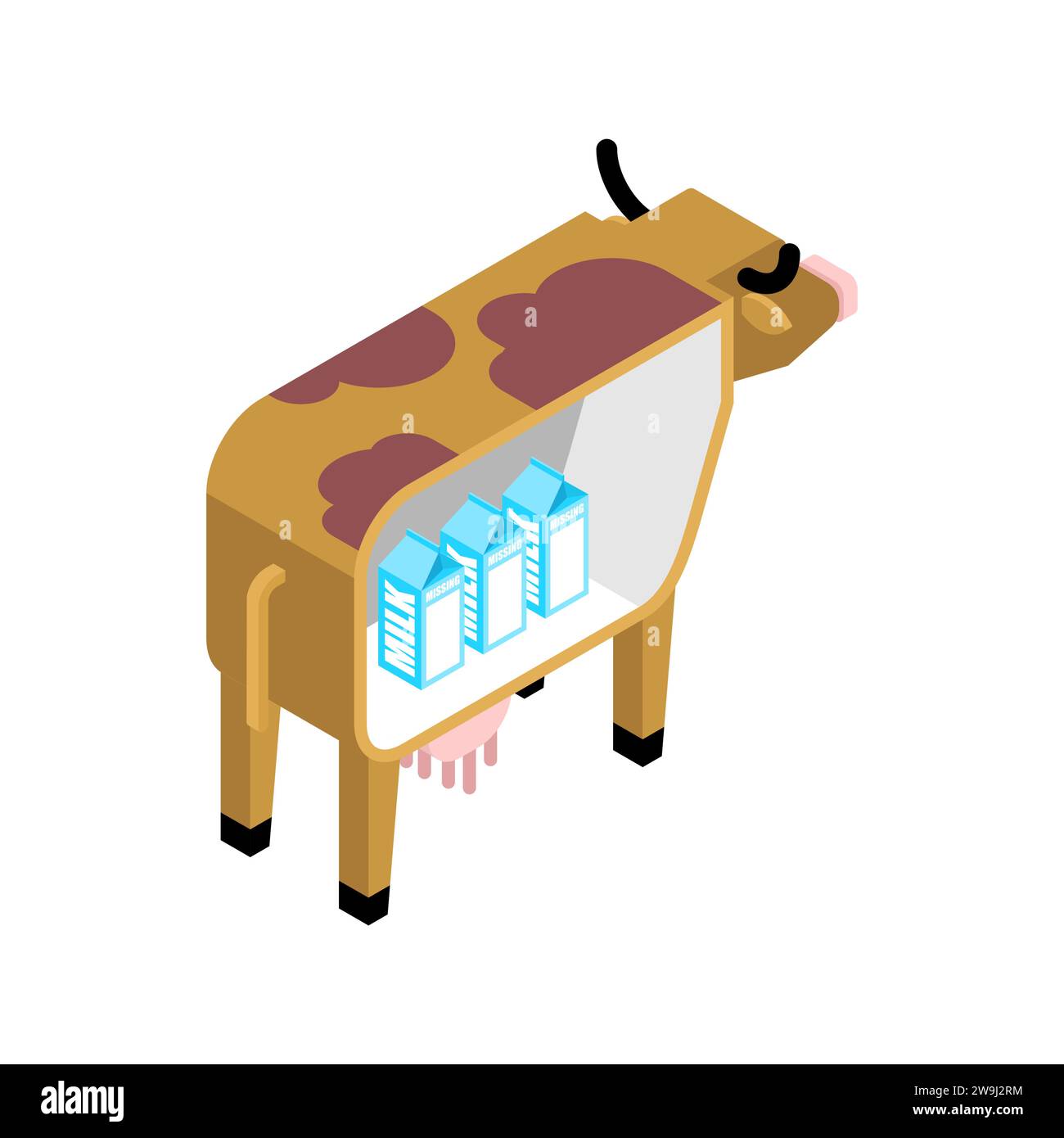 Milk inside cow. Cow and dairy products. Production of food from cows