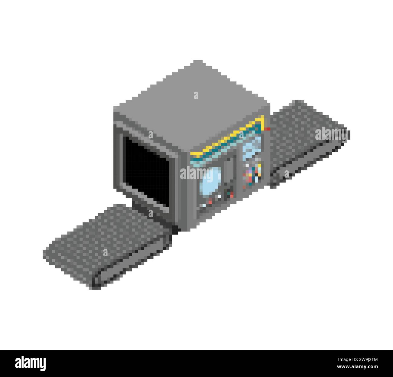 Automatic manufacture. Production complex of technological equipment. Engineering machine isometric. Production equipment isolated. Stock Vector
