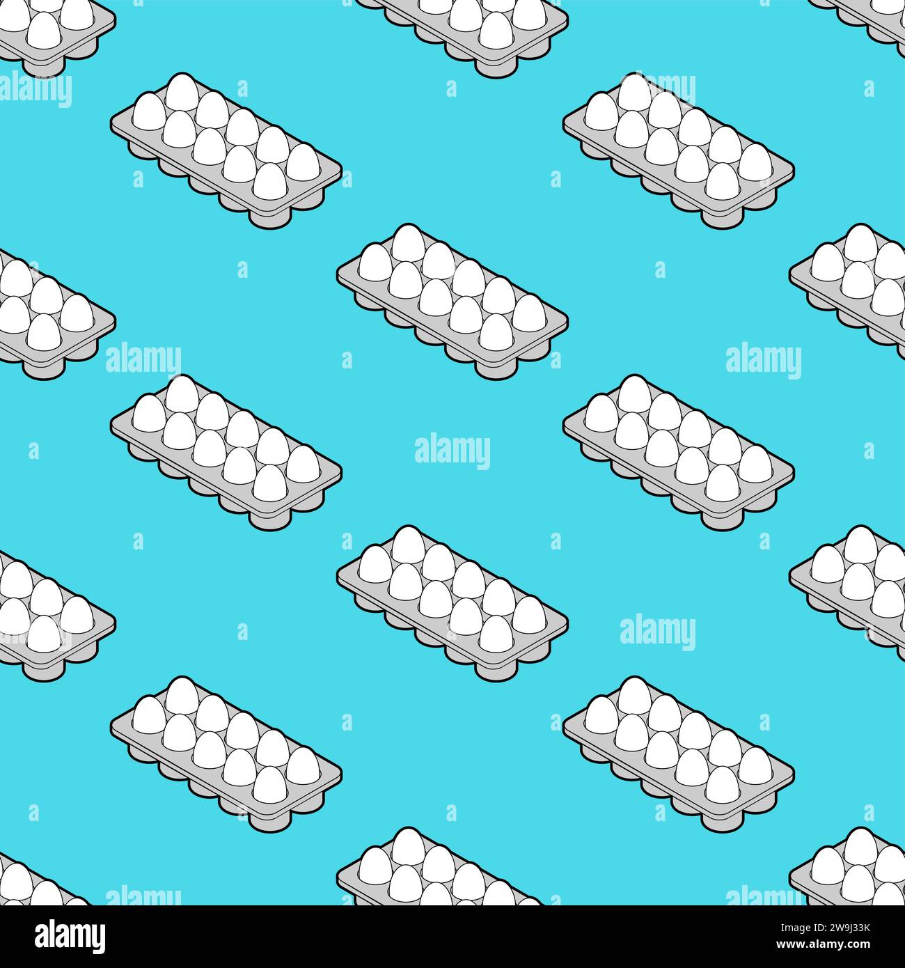 Eggs in packaging isometric pattern seamless. Egg background Stock Vector