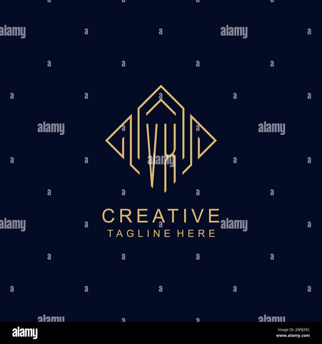 Initial logo VX monogram with rhombus line style design vector graphic ...