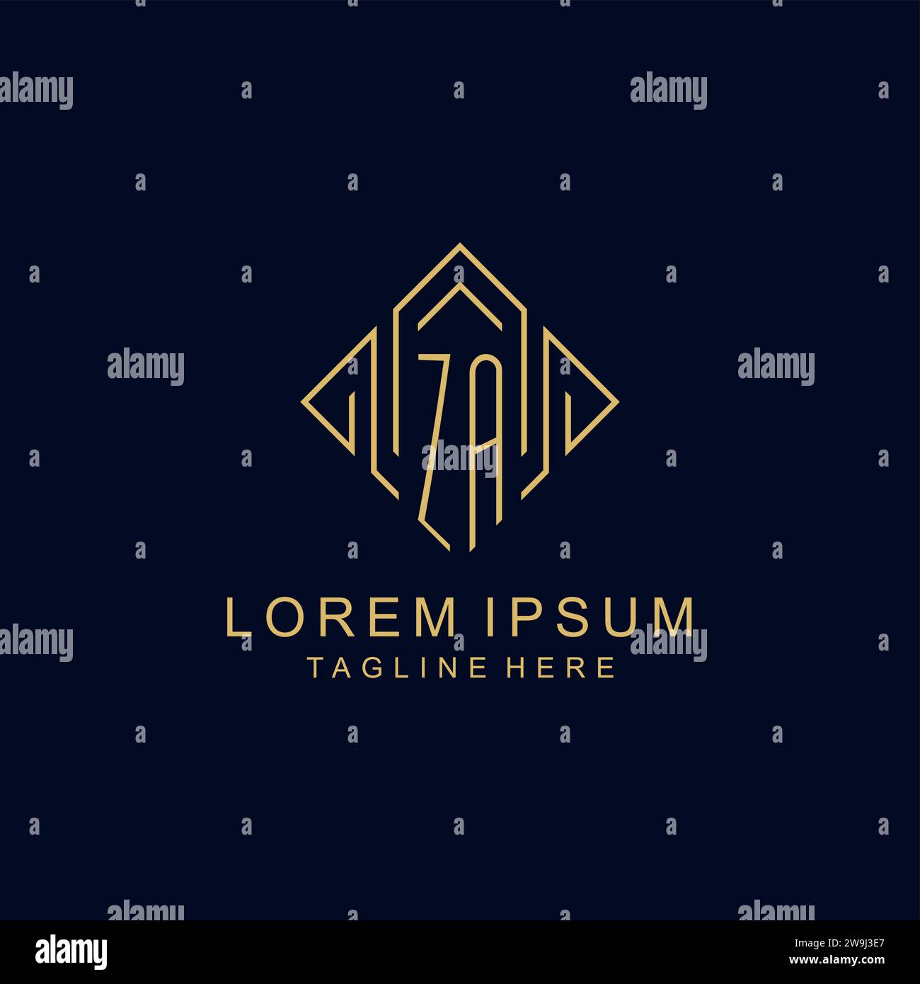 Initial logo ZA monogram with rhombus line style design vector graphic ...
