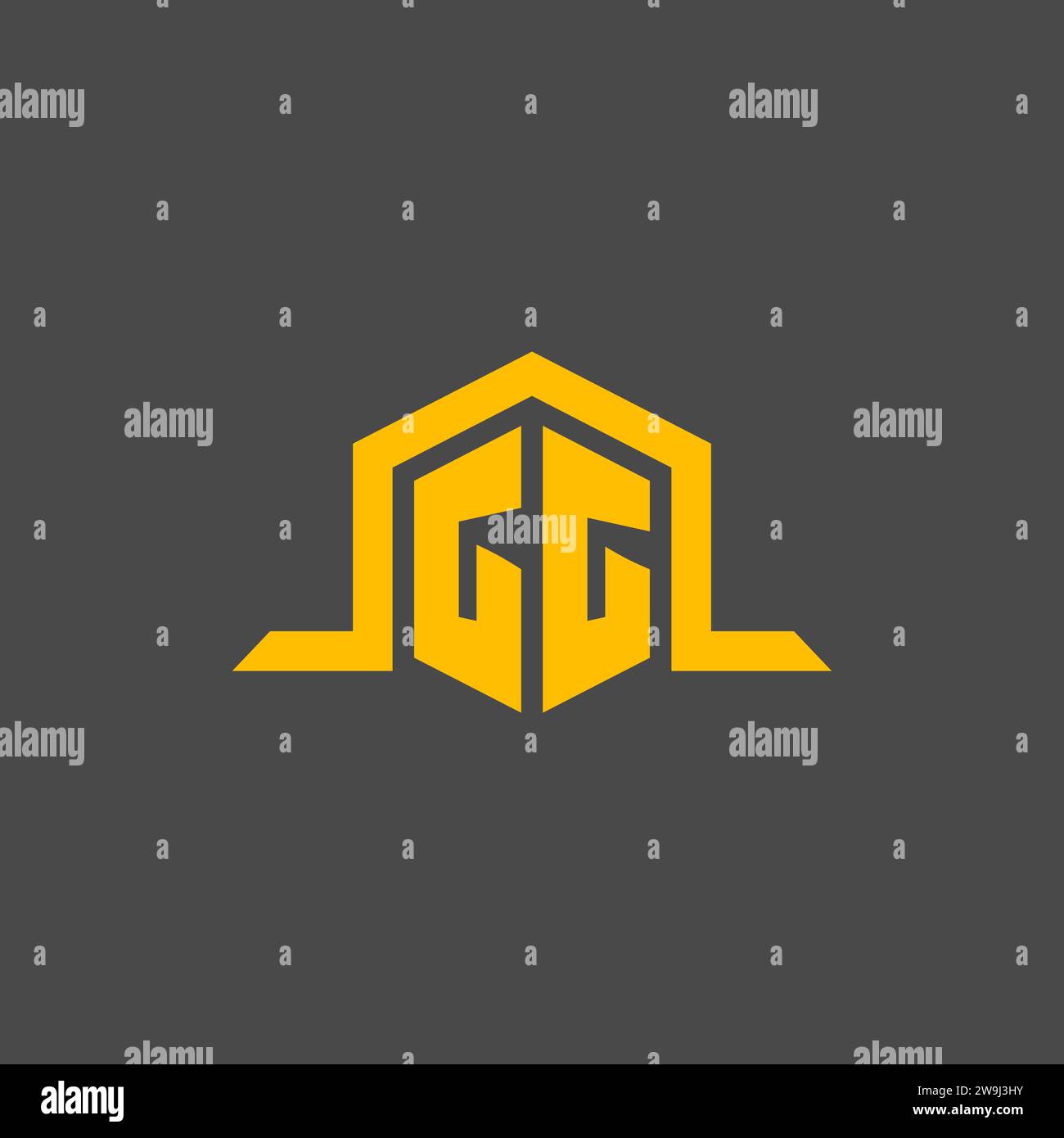 GG monogram initial logo with hexagon style design ideas Stock Vector