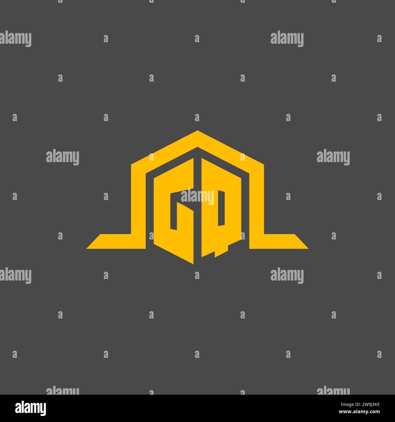GQ monogram initial logo with hexagon style design ideas Stock Vector