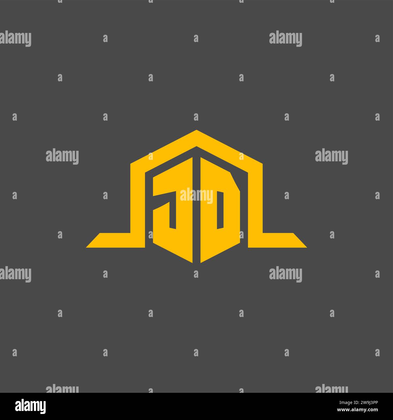 JD monogram initial logo with hexagon style design ideas Stock Vector