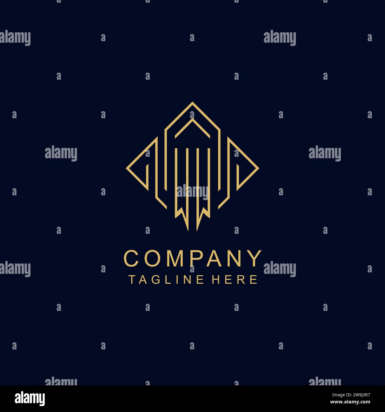 Initial logo WW monogram with rhombus line style design vector graphic ...