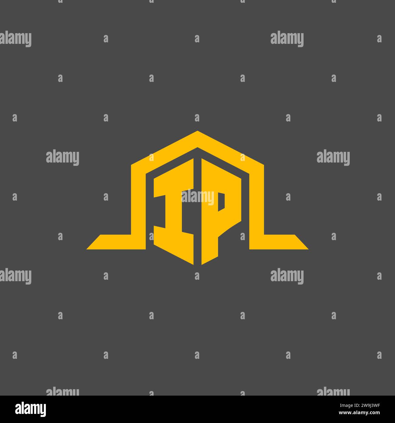 IP monogram initial logo with hexagon style design ideas Stock Vector