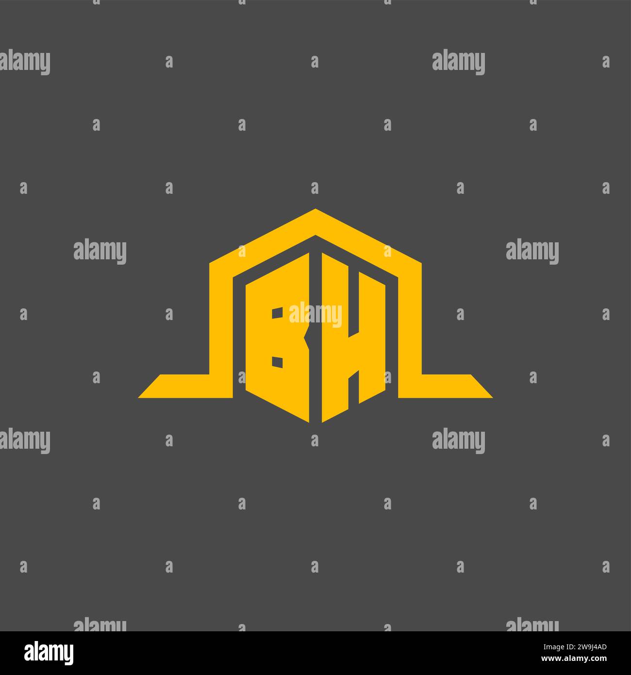 BH monogram initial logo with hexagon style design ideas Stock Vector