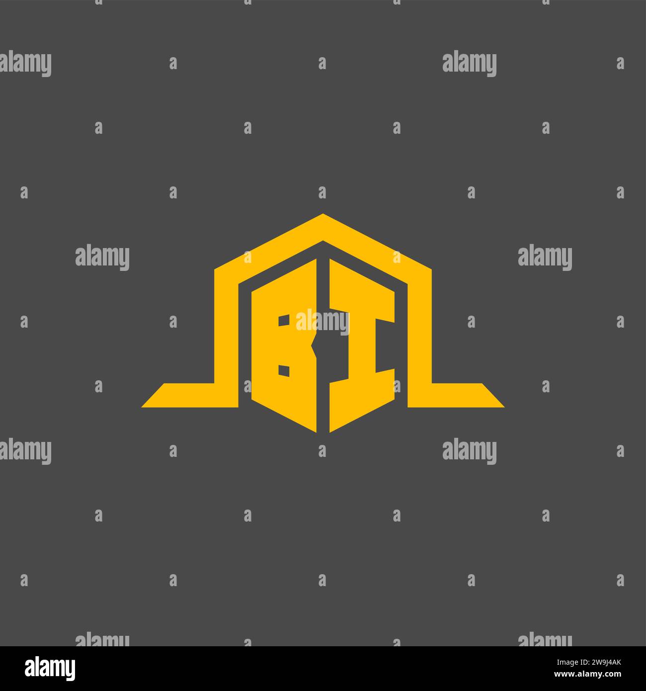 BI monogram initial logo with hexagon style design ideas Stock Vector