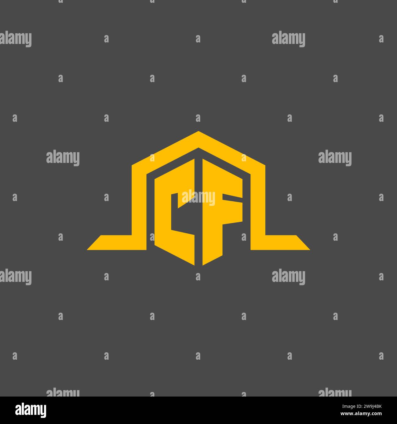 CF monogram initial logo with hexagon style design ideas Stock Vector