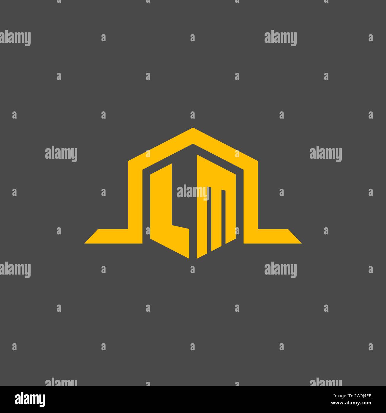LM monogram initial logo with hexagon style design ideas Stock Vector