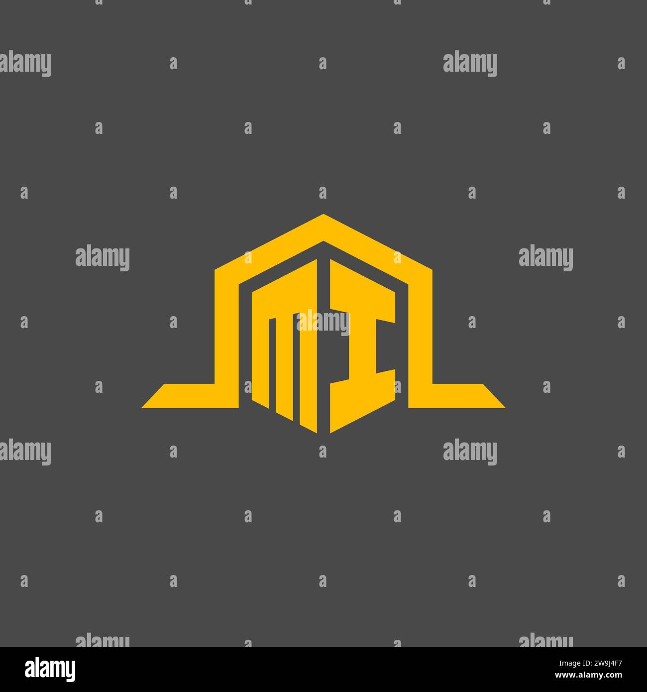 MI monogram initial logo with hexagon style design ideas Stock Vector