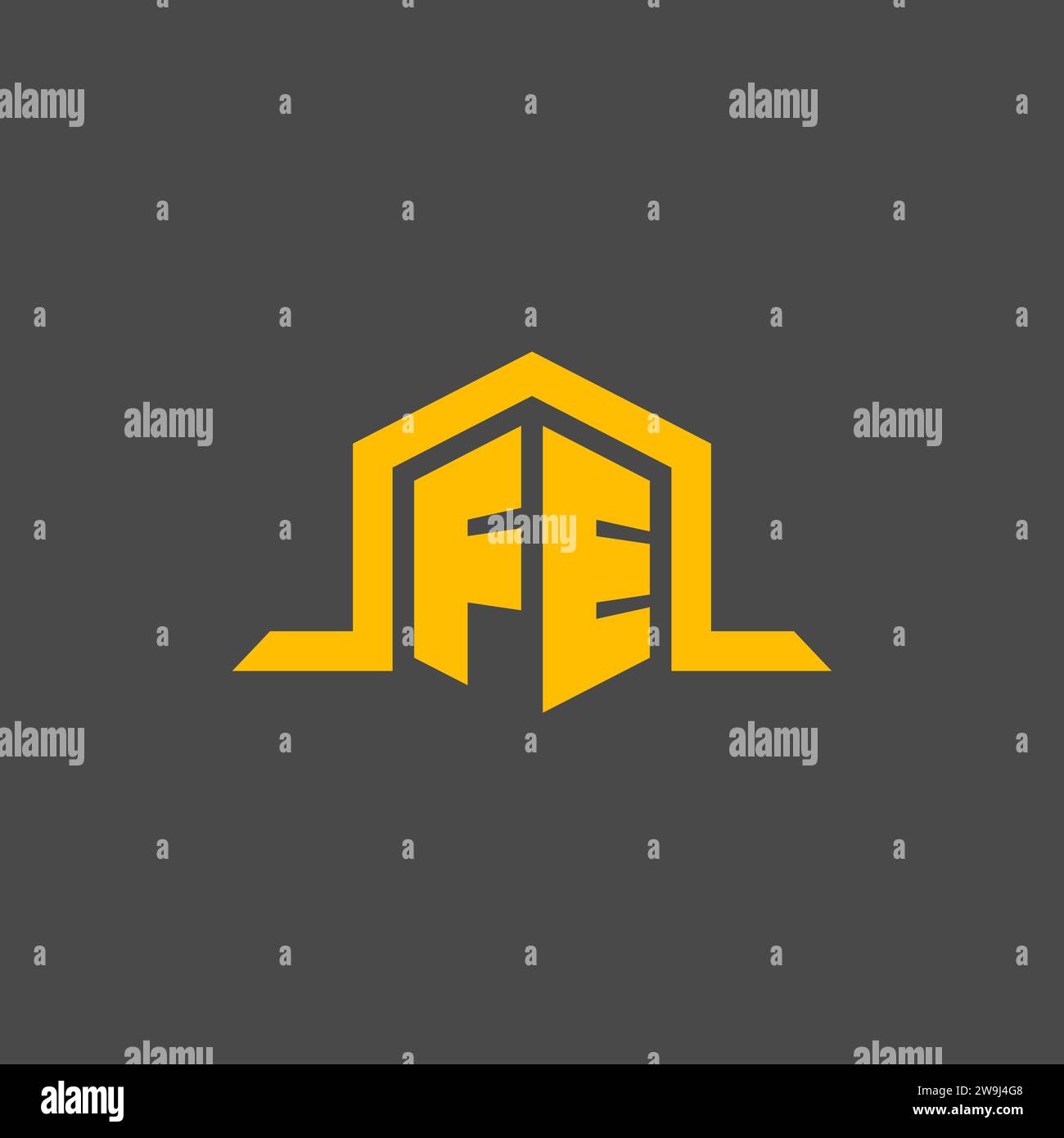 FE monogram initial logo with hexagon style design ideas Stock Vector