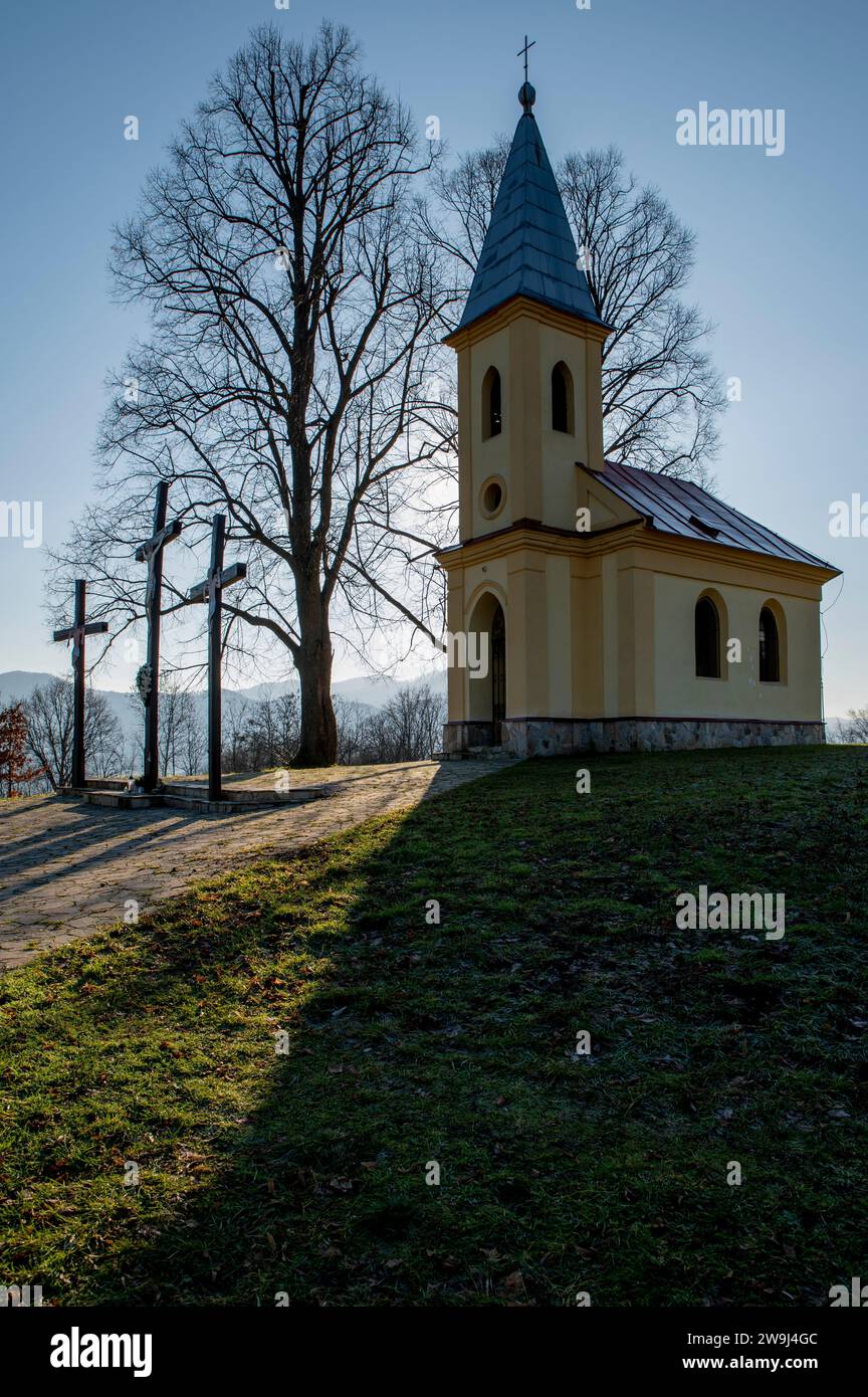 Neo-Gothic Chapel of the Sacred Heart of Jesus. Calvary in Zarnovica. Slovakia. Stock Photo