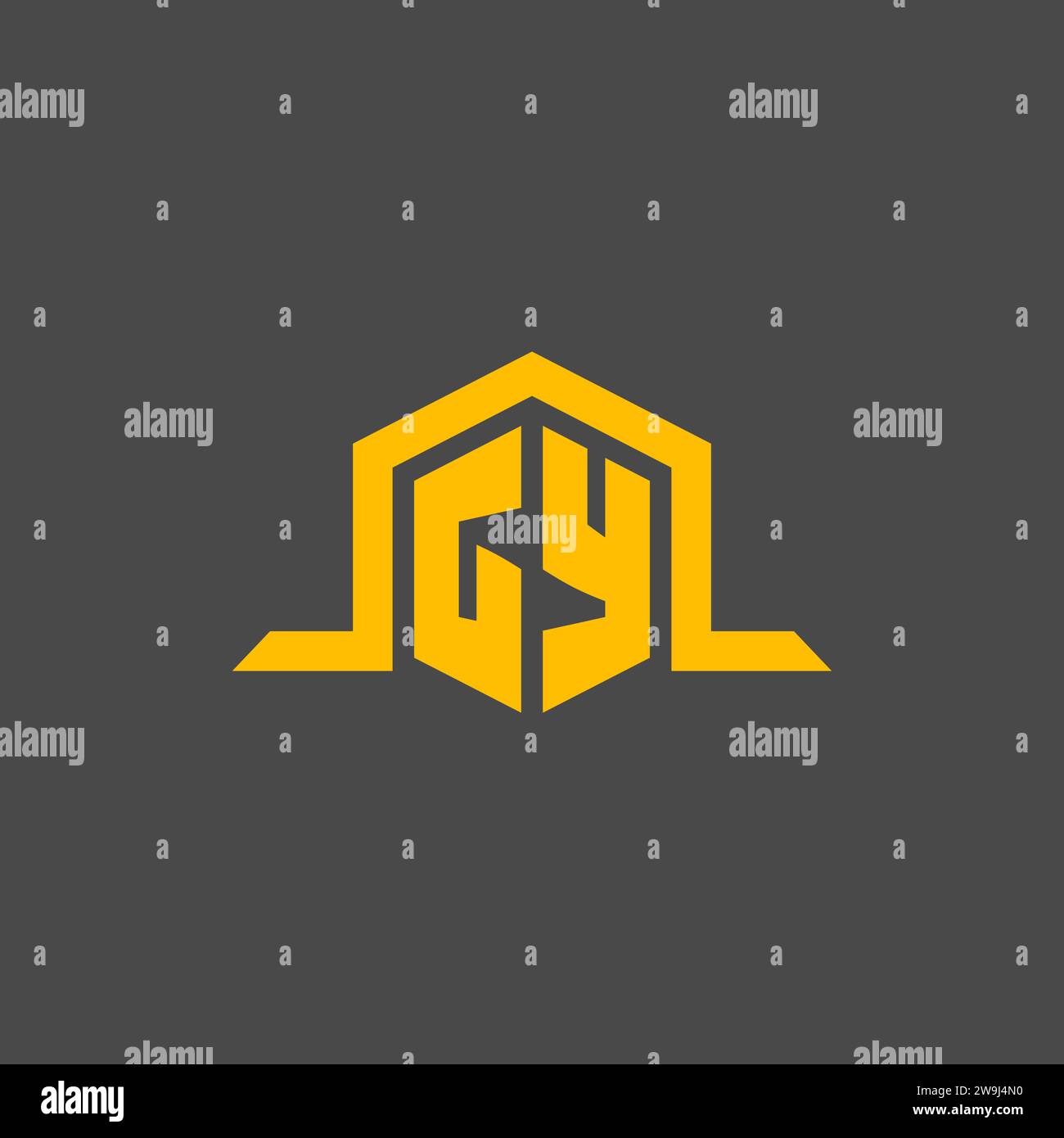 GY monogram initial logo with hexagon style design ideas Stock Vector