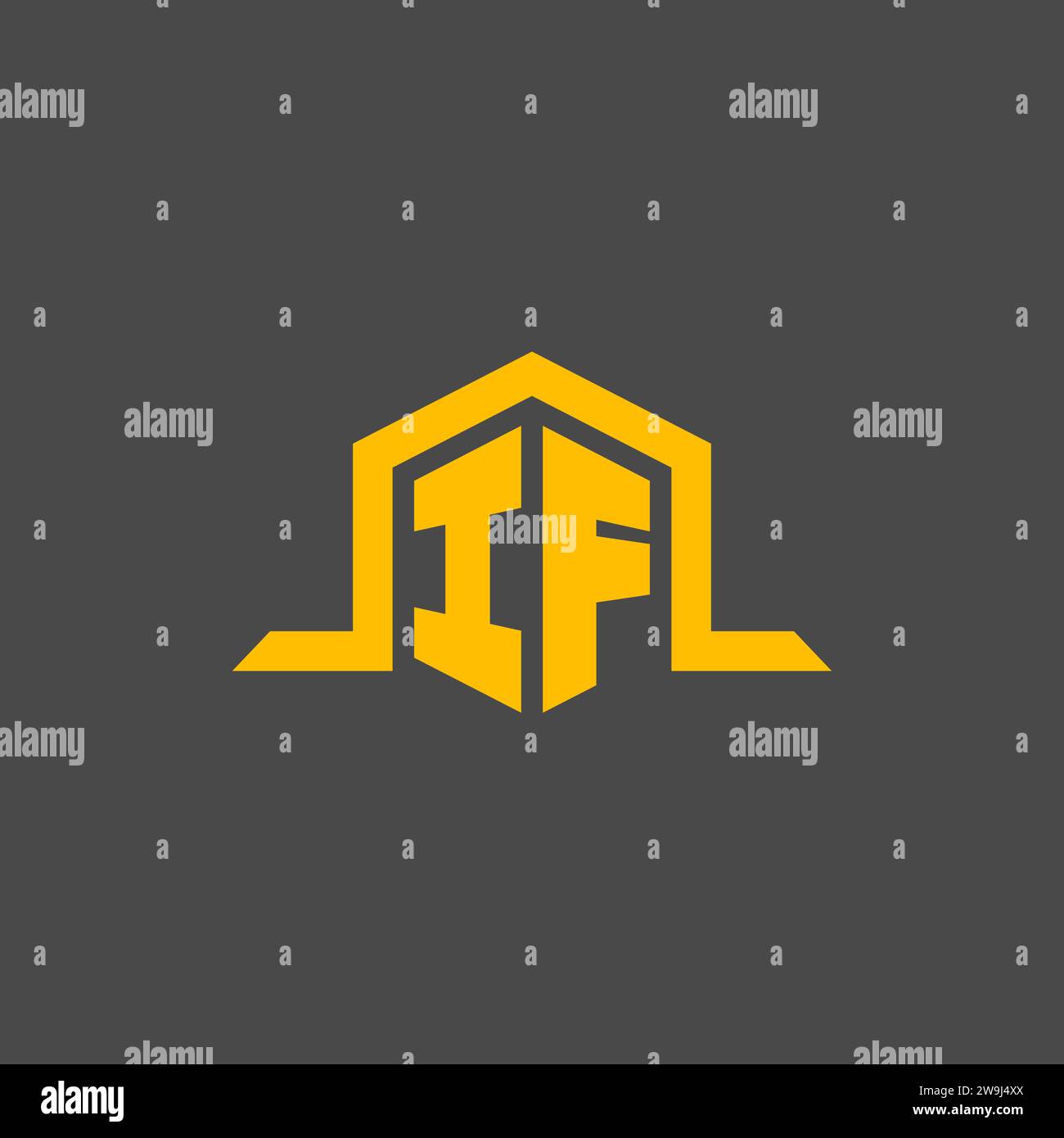 IF monogram initial logo with hexagon style design ideas Stock Vector