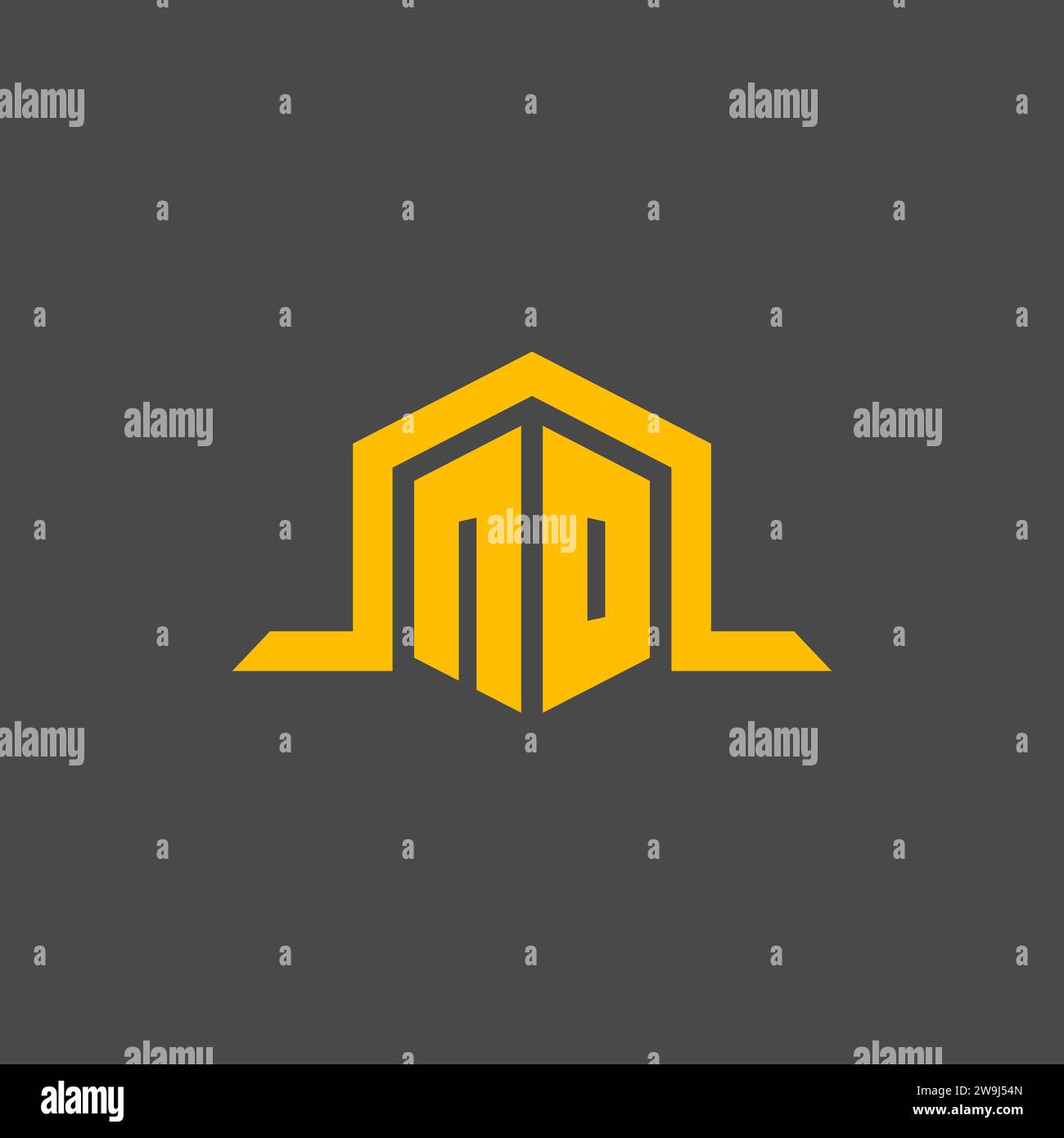 NO monogram initial logo with hexagon style design ideas Stock Vector