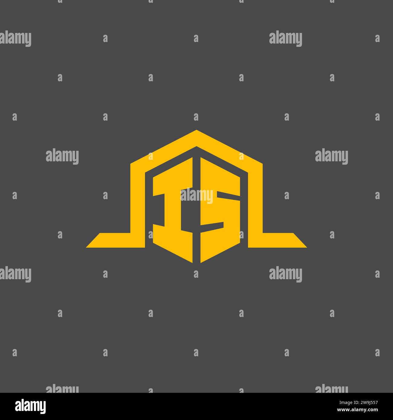IS monogram initial logo with hexagon style design ideas Stock Vector