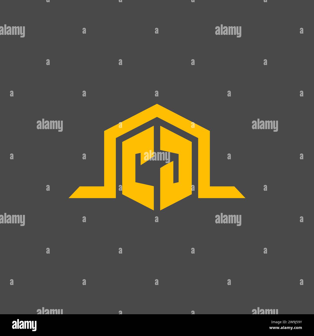 CJ monogram initial logo with hexagon style design ideas Stock Vector