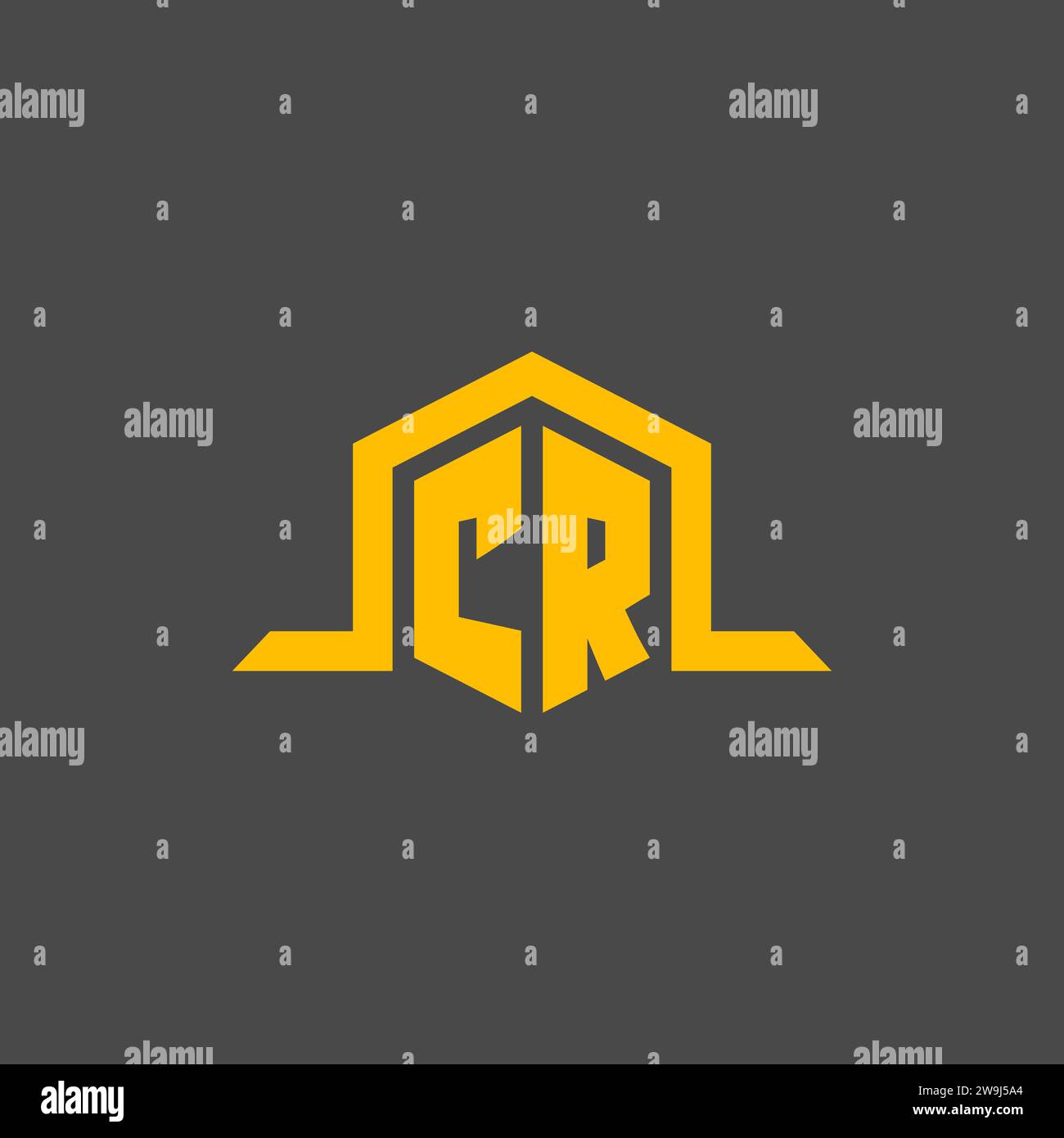 CR monogram initial logo with hexagon style design ideas Stock Vector