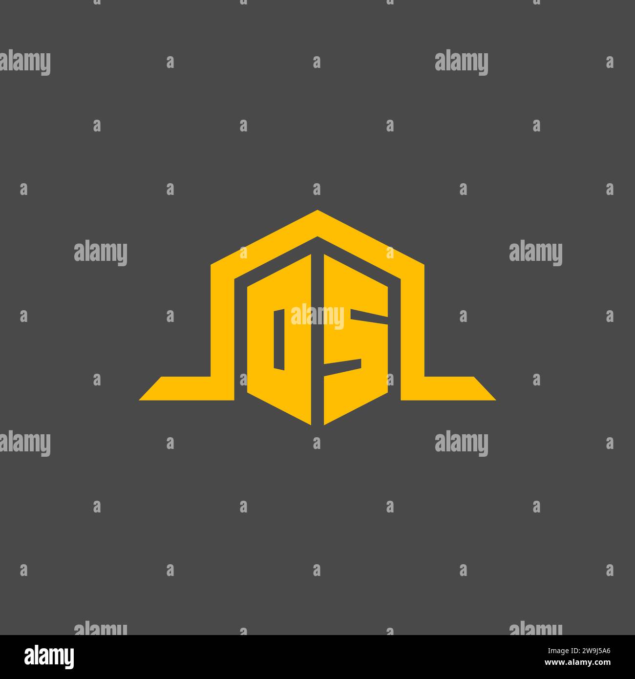 OS monogram initial logo with hexagon style design ideas Stock Vector