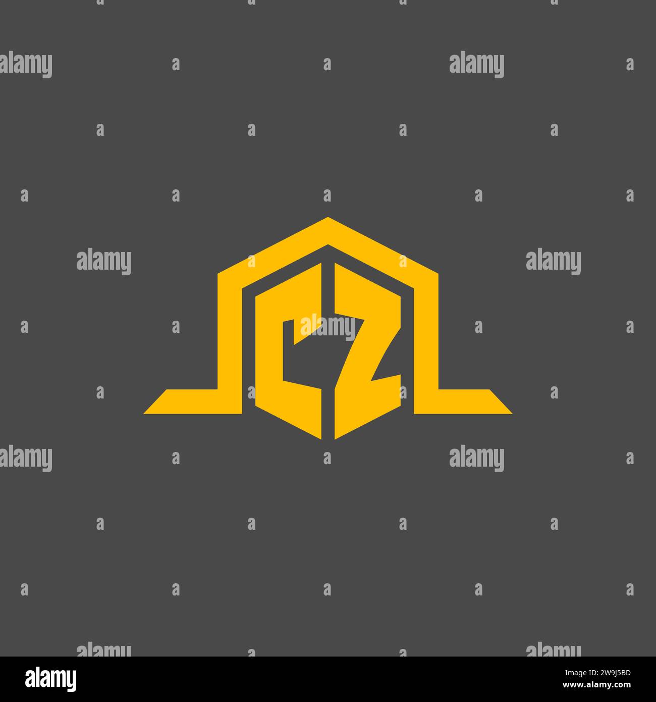 CZ monogram initial logo with hexagon style design ideas Stock Vector