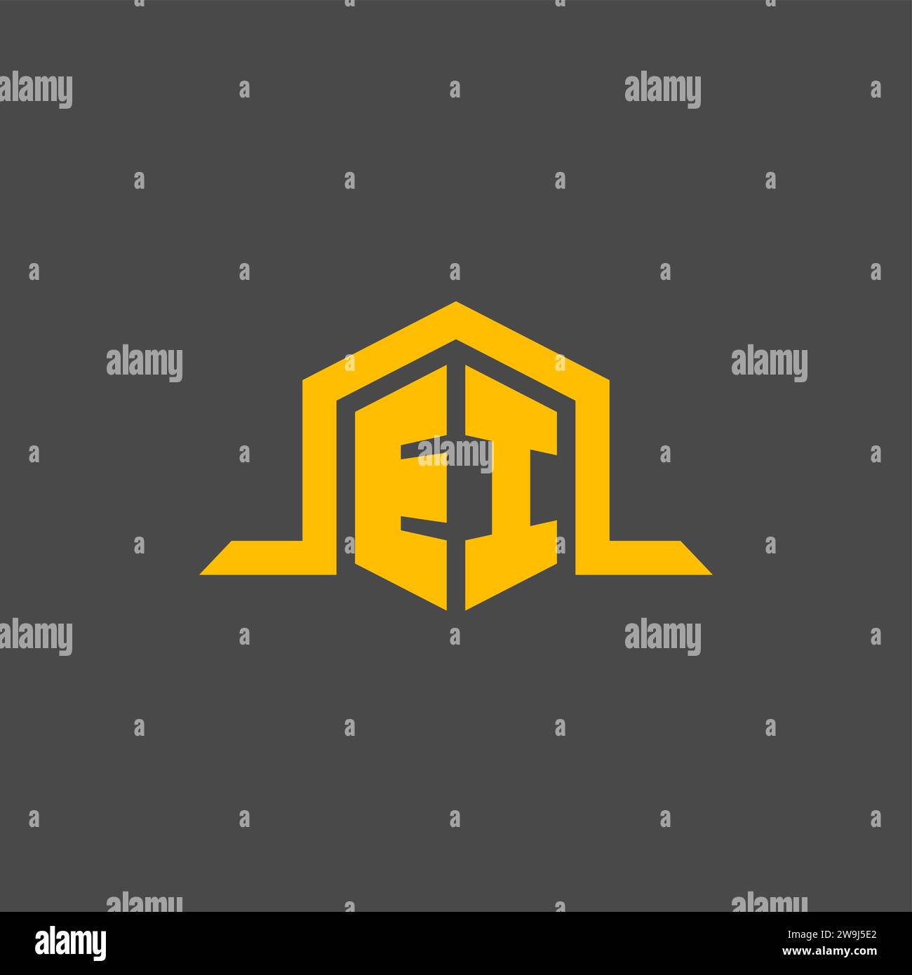 EI monogram initial logo with hexagon style design ideas Stock Vector