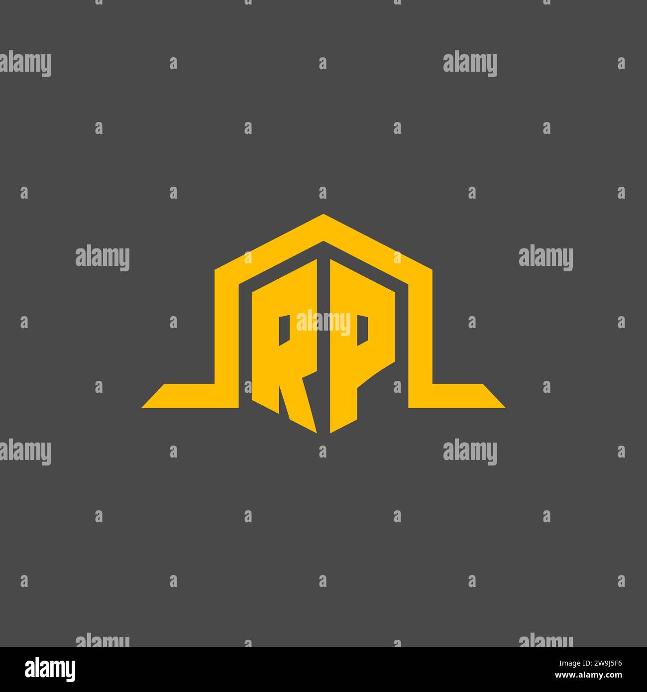 RP monogram initial logo with hexagon style design ideas Stock Vector