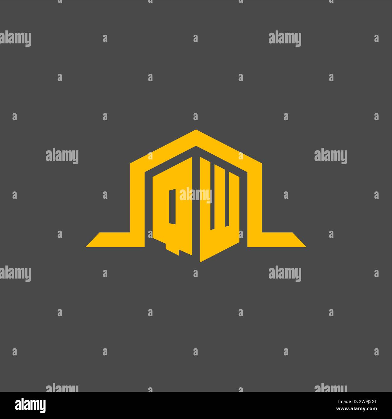 QW monogram initial logo with hexagon style design ideas Stock Vector