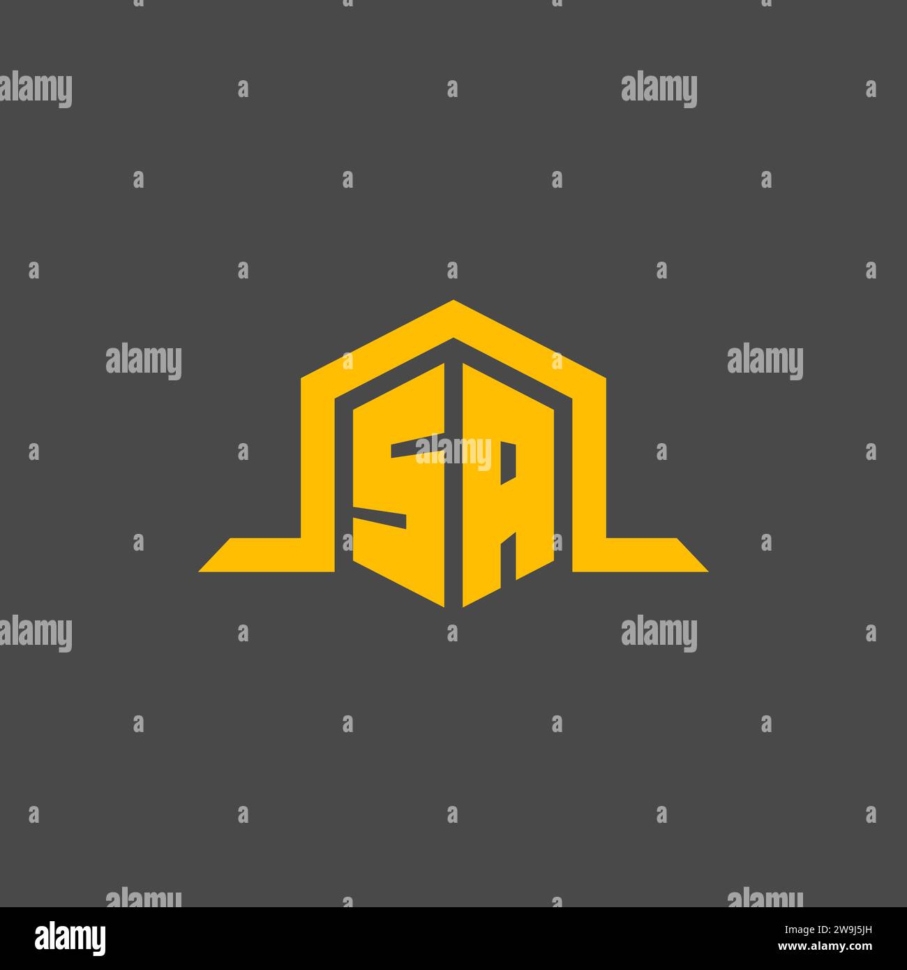 SA monogram initial logo with hexagon style design ideas Stock Vector