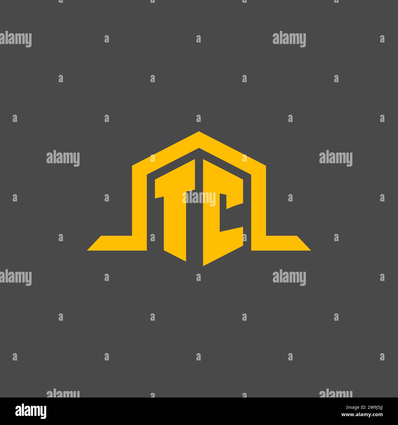 TC monogram initial logo with hexagon style design ideas Stock Vector