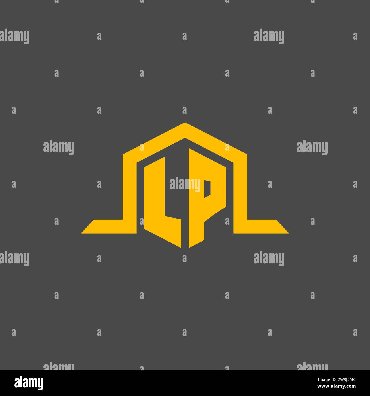 LP monogram initial logo with hexagon style design ideas Stock Vector