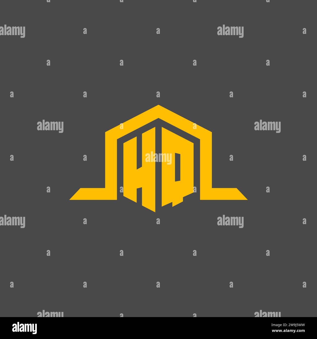 HQ monogram initial logo with hexagon style design ideas Stock Vector