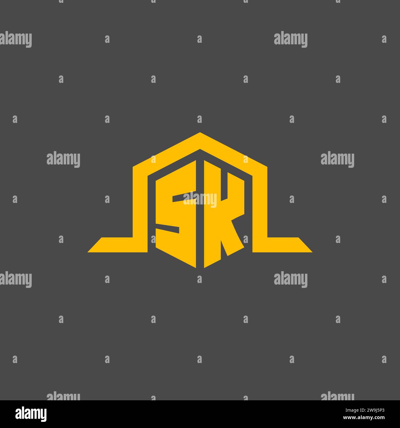 SK monogram initial logo with hexagon style design ideas Stock Vector