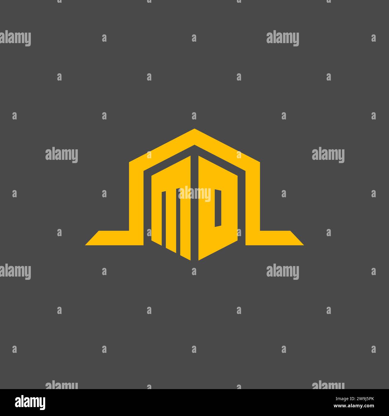 MO monogram initial logo with hexagon style design ideas Stock Vector