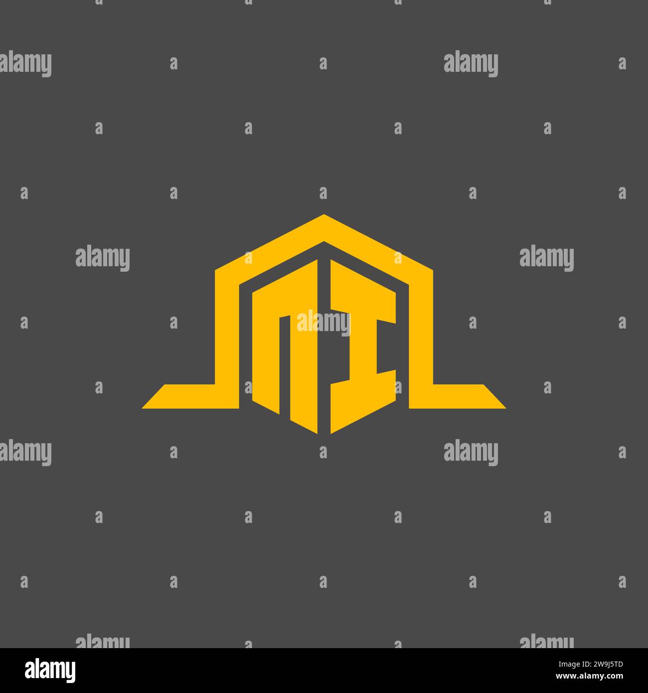 NI monogram initial logo with hexagon style design ideas Stock Vector