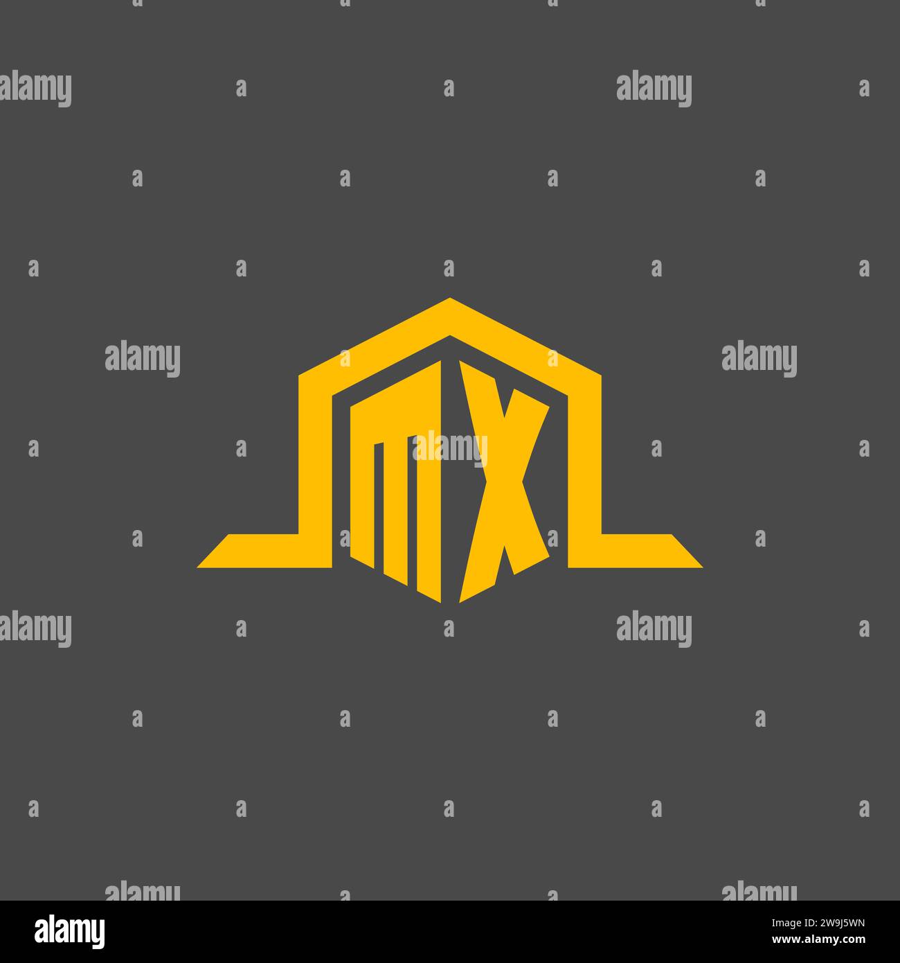 MX monogram initial logo with hexagon style design ideas Stock Vector