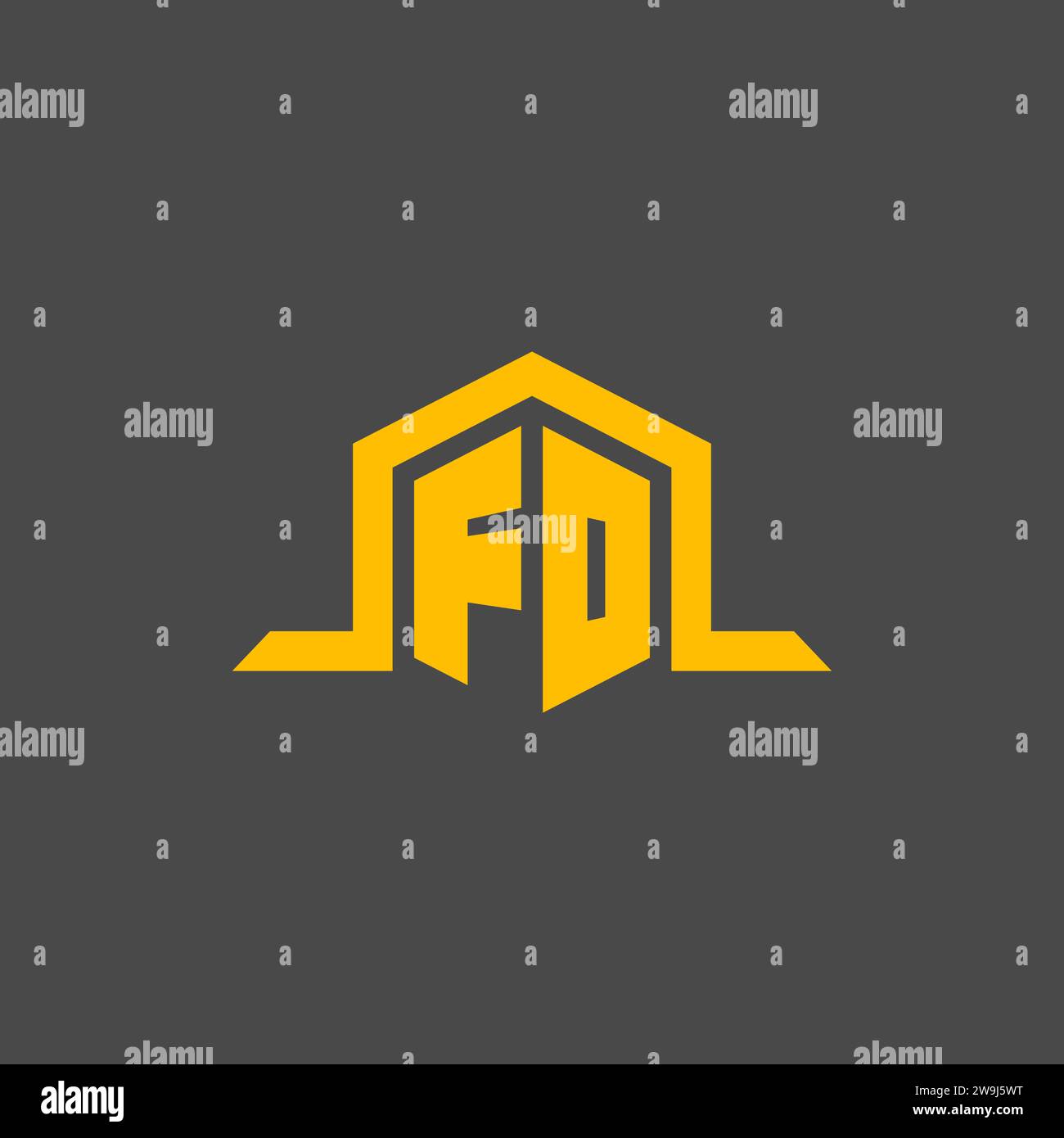FO monogram initial logo with hexagon style design ideas Stock Vector