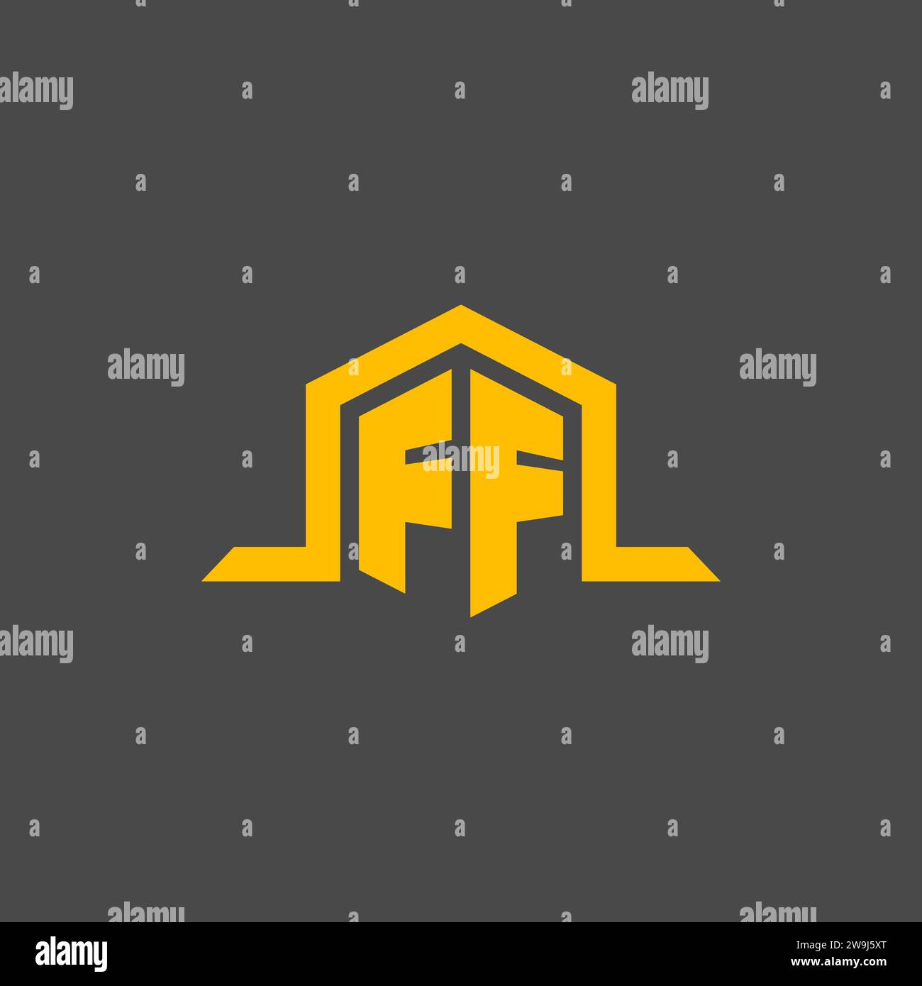 FF monogram initial logo with hexagon style design ideas Stock Vector
