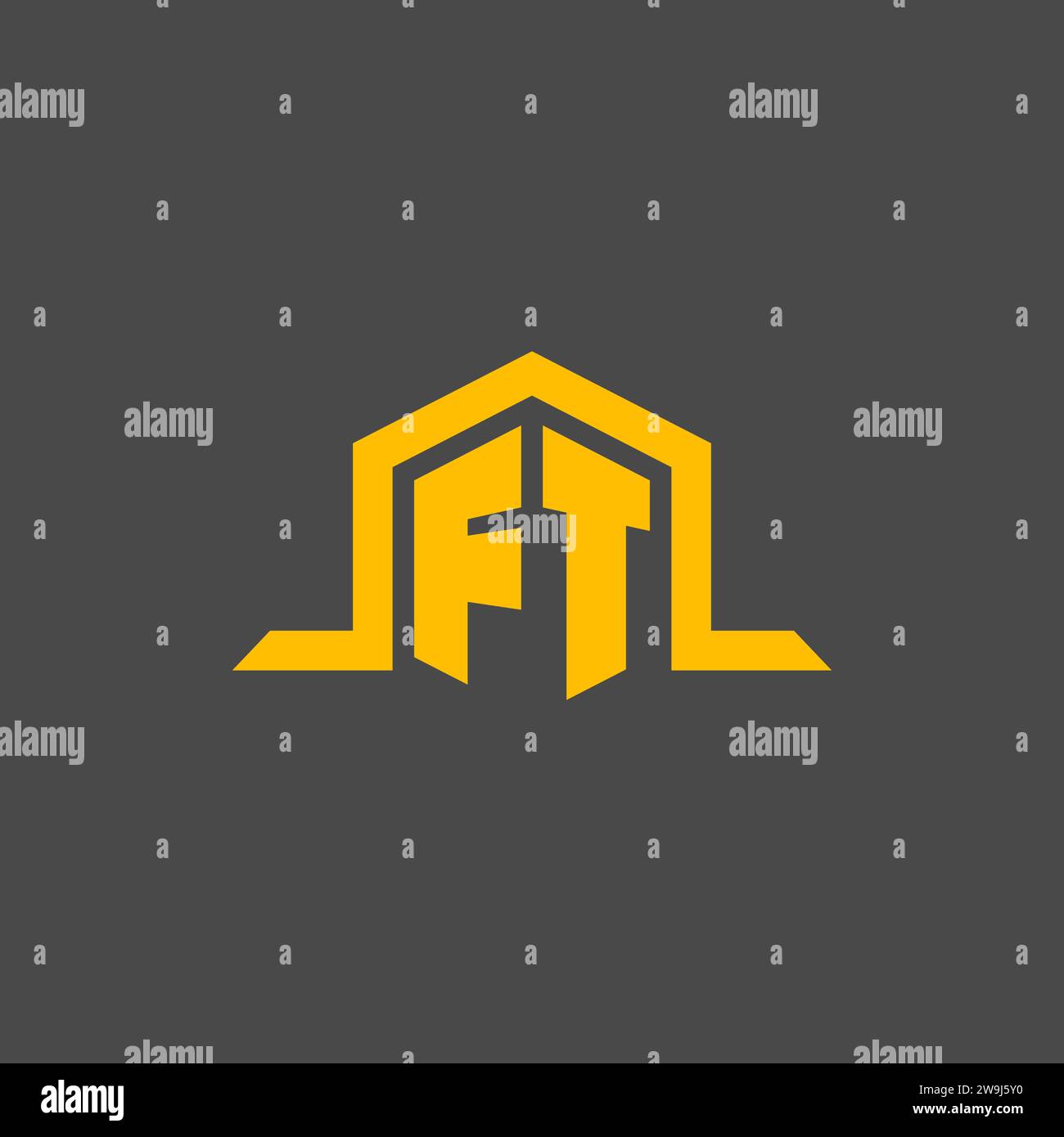 FT monogram initial logo with hexagon style design ideas Stock Vector