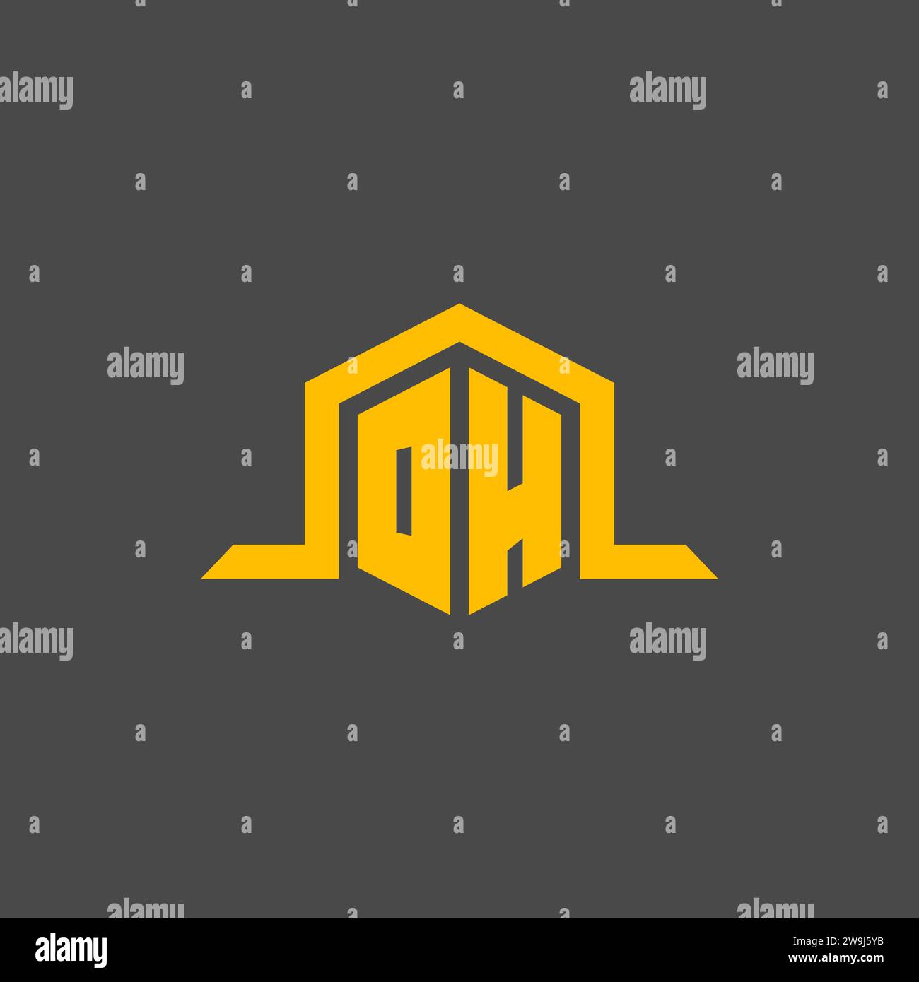 OH monogram initial logo with hexagon style design ideas Stock Vector