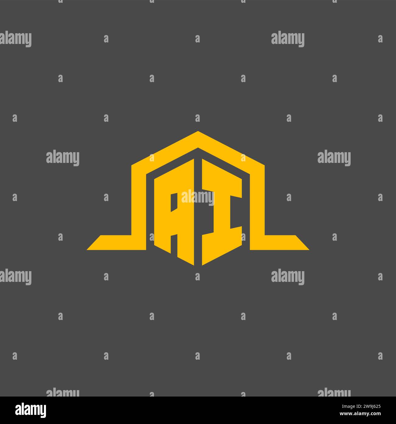 AI monogram initial logo with hexagon style design ideas Stock Vector